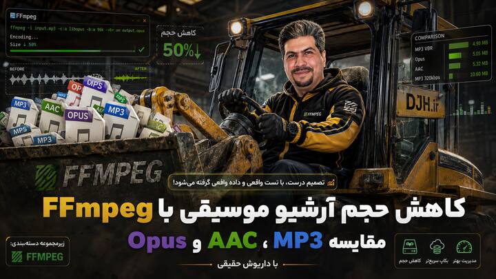 آموزش کاهش حجم آرشیو موسیقی با FFmpeg